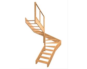 Escalier Aria double quart tournant intermédiaire rampe Emerence