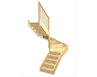 Escalier Faubourg double quart tournant intermédiaire sans rampe