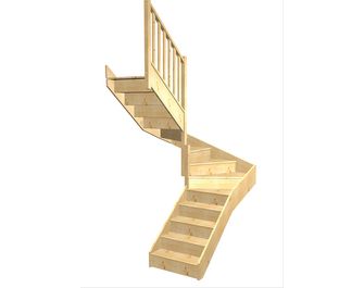 Escalier Faubourg double quart tournant intermédiaire rampe Moulure