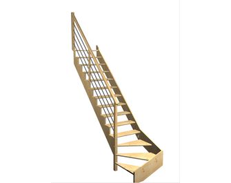 Escalier Ouessant quart tournant bas rampe Régate tubes inox