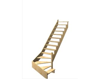 Escalier Ouessant quart tournant bas avec marche débordante sans rampe