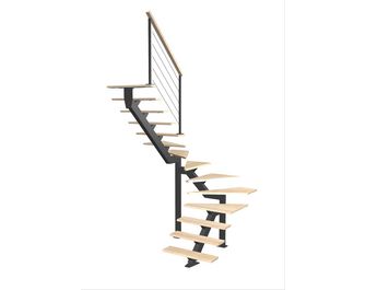 Escalier Elliot double quart tournant intermédiaire rampe Cubik câbles