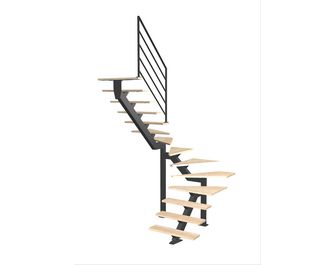 Escalier Elliot double quart tournant intermédiaire rampe Fera