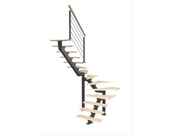 Escalier Elliot double quart tournant intermédiaire rampe Epure tubes