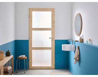 Bloc-porte Sapin ROBIN VITRE 3 carreaux huisserie 72