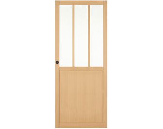 Porte coulissante verrière chêne plaqué