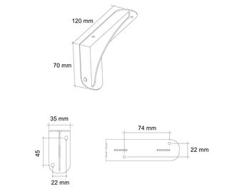 Paire de supports pour étagère acier noir mat