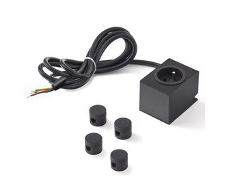 Bloc prise carré pour pied de table noir mat