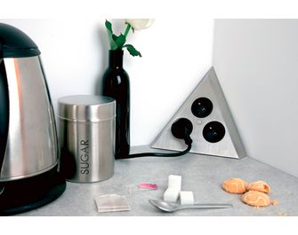 Bloc 3 prises triangulaire d'angle en inox