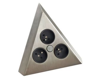 Bloc 3 prises triangulaire d'angle en inox