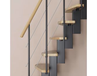 Escalier gain de place Bali 2 hêtre, droit avec rampe