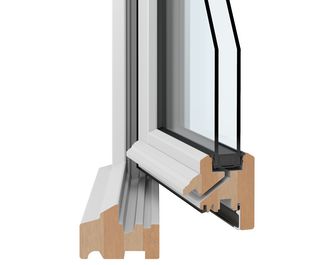 Fenêtre bois exotique ARBOREAL avec volet roulant sur-mesure