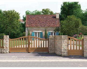 Portail battant bois CANNET chapeau de gendarme a/acc. fixes