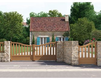 Portail battant bois CANNET incurvé avec accessoires fixes