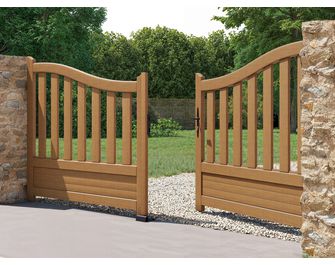 Portail battant bois CANNET incurvé avec accessoires fixes
