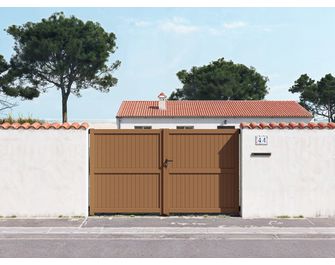 Portail battant bois FONTANGES avec accessoires réglables