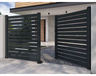 Portail battant VALENE aluminium gris