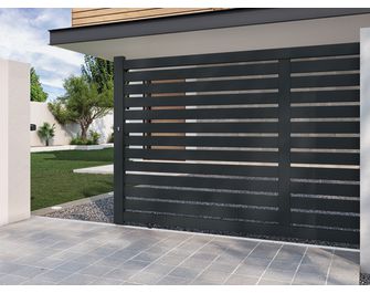 Portail coulissant VALENE aluminium gris