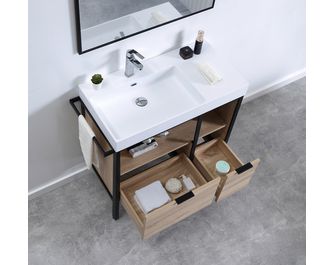 Plan vasque simple 90 cm résine METAL 2