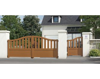 Portail battant bois SANCY chapeau de gendarme acc. réglables