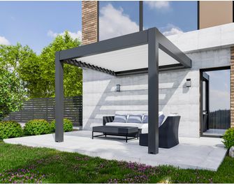 Pergola aluminium bioclimatique adossée Elaura