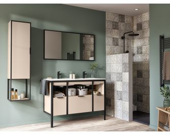 Plan double vasque 120 cm céramique METAL 2
