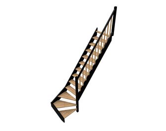 Escalier Kino quart tournant bas hêtre bicolore avec rampe
