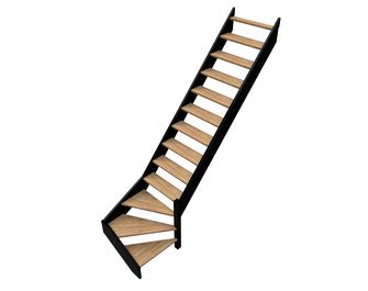 Escalier Kino quart tournant bas hêtre bicolore sans rampe