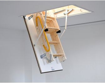 Escalier Escamotable bois isolant plus avec rampe