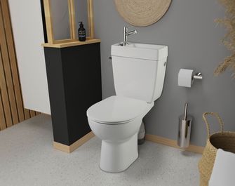 Pack wc blanc Manoa sans bride + lave-mains + robinetterie sortie horizontale