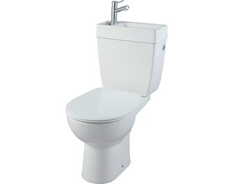 Pack wc blanc Manoa sans bride + lave-mains + robinetterie sortie horizontale