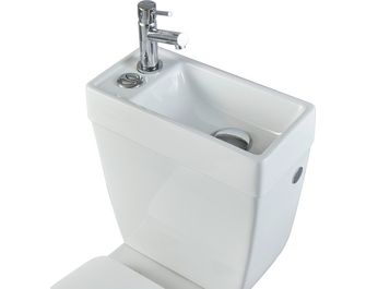 Pack wc blanc Manoa sans bride + lave-mains + robinetterie sortie horizontale