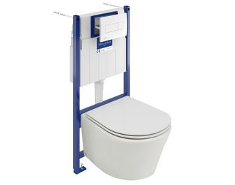 Pack WC suspendu cuvette OPUS, abattant, bâti wc TOM 2 et plaque blanche