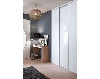 Porte de placard coulissante Glisseo 2 verre laqué blanc