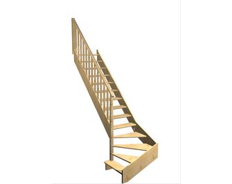 Escalier Aria quart tournant bas marche débordante rampe Idéal