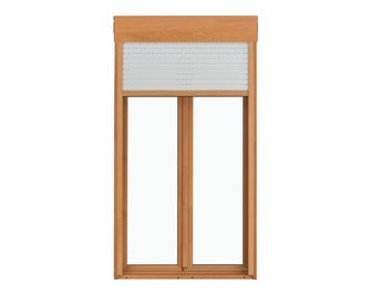 Fenêtre pin 2 vantaux ODE lasure pin naturel avec volet roulant intégré sur-mesure