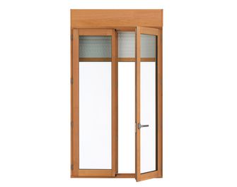 Fenêtre pin 2 vantaux ODE lasure pin naturel avec volet roulant intégré sur-mesure