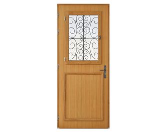 Porte d'entrée Anne-Sophie bois exotique avec châssis ouvrant sur-mesure