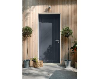 Porte d'entrée ALIANA PVC Gris/Blanc 215 x 90 cm