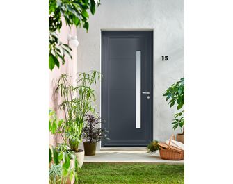 Porte d'entrée ALICE PVC Gris/Blanc 215 x 90 cm