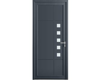 Porte d'entrée AUBIN PVC Gris/Blanc 215 x 90 cm