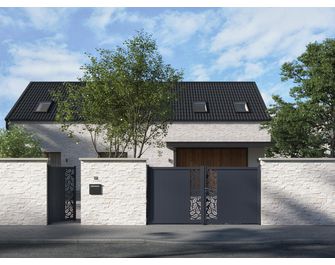 Portail battant aluminium décor orge gris VICTORIN