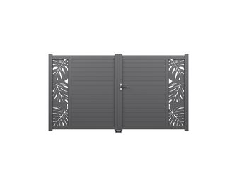 Portail battant aluminium ANDRIA décor monstera