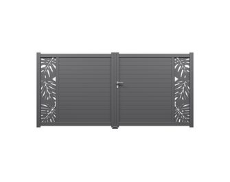 Portail battant aluminium ANDRIA décor monstera sur-mesure