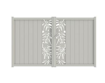 Portail battant aluminium décor monstera blanc VICTORIN