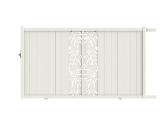 Portail coulissant aluminium décor monstera blanc VICTORIN