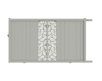 Portail coulissant aluminium décor orge blanc VICTORIN
