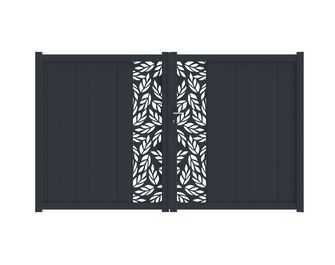 Portail battant aluminium décor orge gris VICTORIN