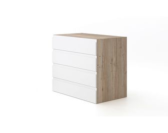 Commode chêne Halifax/blanc L.80 cm Pléiade