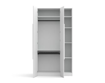 Armoire blanche 2 portes + niches L.140 cm Pléiade